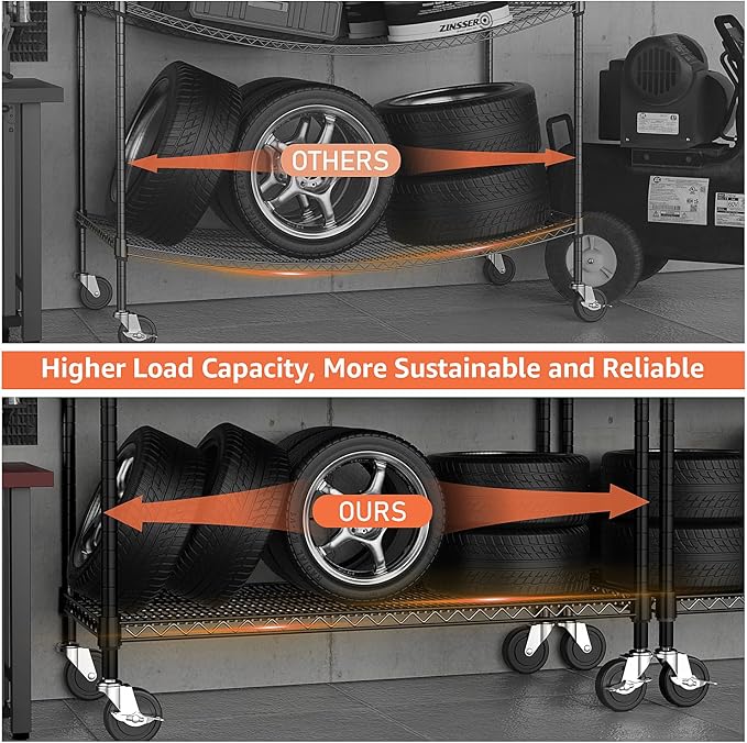 M MZG 53" W Garage Shelving 5 Tier Industrial 2200LBS Metal Shelving Units for Commercial, Basement, Pantry, Warehouse, School, Black Heavy Duty Easy Assembly 53.2" W x 23.6" D x 73.6" H