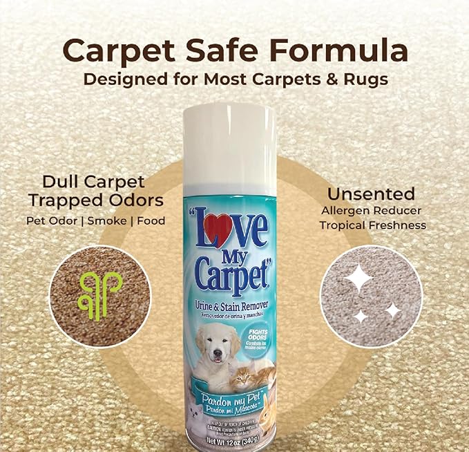 Love My Carpet Pet Special Heavy Foam,Carpet Cleaner,Urine,Pet Stain And Odor Remover,Carpet Cleaner Solution,4 Pack Of 12oz