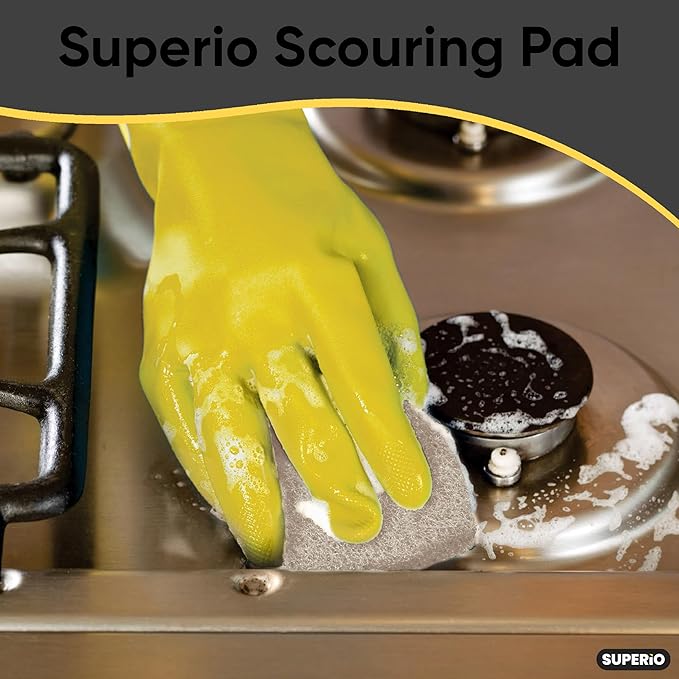 Superio Scouring Pad Pack of 24 - Non-Scratching Natural Sisal Cleaning Scrub Pads, Eco-Friendly Resuable Kitchen Scrubbing Pads
