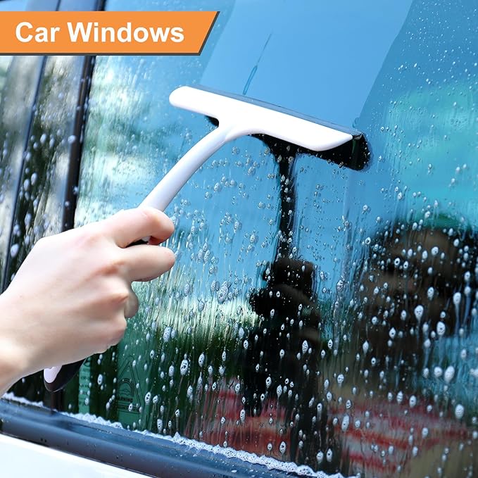HARFINGTON 2pcs Shower Squeegee 8.7 Inch Length Water Blade Cleaner Tool Household Mirror Squeegee with Hole for Windshield Window Cleaning Glass Door, Blue