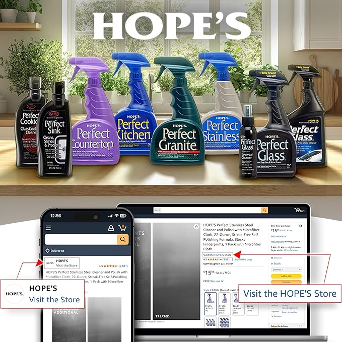 HOPE'S Perfect Cooktop Glass and Ceramic Cooktop and Stove Top Cleaner, Fast Acting and Removes Burnt on Stains from Glass Ceramic Smooth Top Ranges with its No Rinse Formula, 10.6 Oz, Pack of 1
