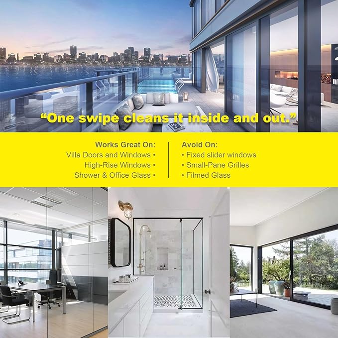 Double-Sided Magnetic Window Cleaner | Adjustable Glass Wiper & Brush Tool for High-Rise Double/Single Glazed Windows, Fits 0.2″-1.1″ Thickness