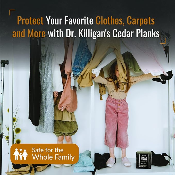Dr. Killigan's Cedarwood Planks - Cedar Blocks for Clothes Storage, Great Alternative to Moth Balls for Closet, Drawer Deodorizer, Sustainably Harvested in USA (10-Pack)
