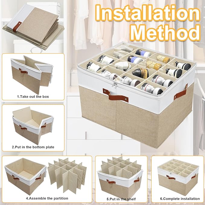 Shoe Storage Organizer for Closet,Stackable Shoe Storage Box for Entryway,Cube Storage Cabinet,Organizador De Zapato,Folding House Container with Clear Cover,Portable Holder Shoe Rack(Brown)