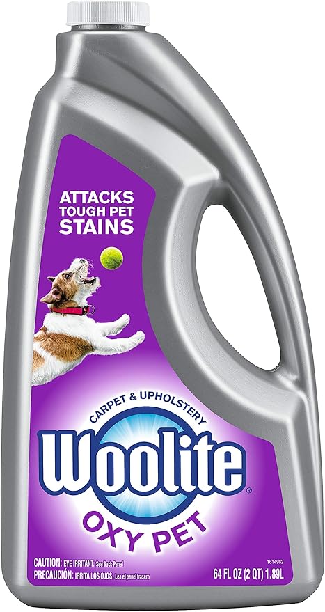 Woolite OXY PET Carpet & Upholstery Cleaning Solution, for use in leading upright carpet cleaners, 60oz, Removes tough pet messes
