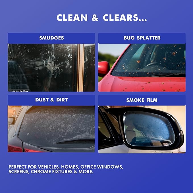 VizABull Glass Cleaner Foam Spray, Streak-Free for Car Windshield, Mirror, Window Cleaning - Heavy Duty for Auto Exterior - Ammonia-Free, No Drip, Quick Dry - 19 Fl Oz, 1 Can