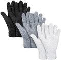 Patelai 3 Pairs Microfiber Plant Dusting Gloves Leaf Cleaning Gloves for Indoor Plants, Blinds, Furniture, House (Black,White,Gray,Large)