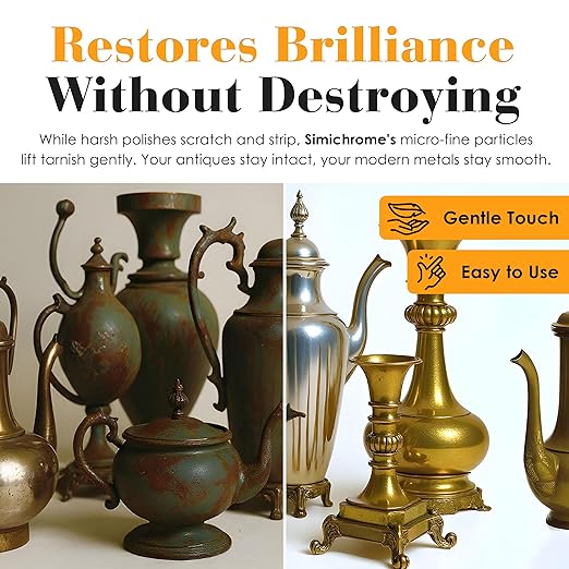 Rosenthal Collection – Simichrome Metal Polish Cream for Chrome, Aluminum, Brass & Jewelry – Restores Shine in Seconds – 1000g Tin with Polishing Cloth