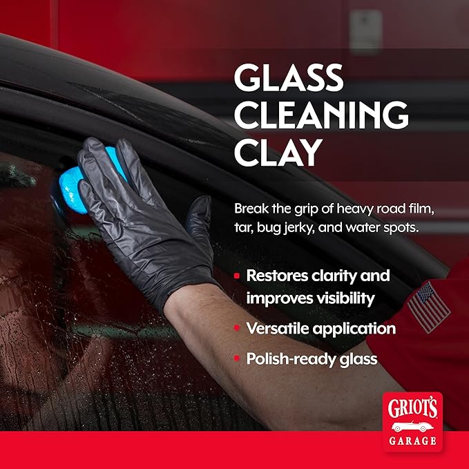 Griot's Garage Glass Cleaning Clay for Car Window, Windshield, Shower Door, Stone, Ceramic Tiles, Removes Oil, Tar, Grease, Water Spots, and More 11049, 3.5oz, Blue