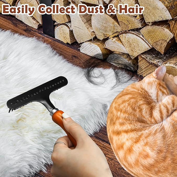 2 Pcs Hand Held Carpet Rake to Fluff Matted Carpets, Portable Rug Rake for Pet Hair Removal