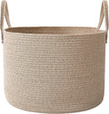 JMvicyroam 65L Extra Large Blanket Basket for Living Room - Woven Cotton Rope Laundry Hamper with Reinforced Handles - Storage Bin for Pillows, Comforters & Toys - Machine Washable,Oatmeal