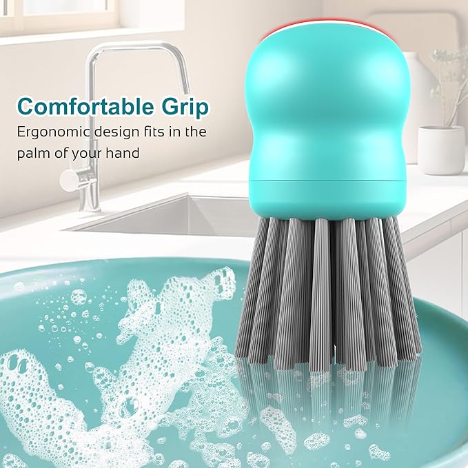 Mini Dish Brush for Cleaning Chicken Shredder, Palm Brush Dish Scrubber with Ergonomic Grip, Kitchen Brush for Washing Dishes, Pans, Pots, Sink (1, Mint Green)