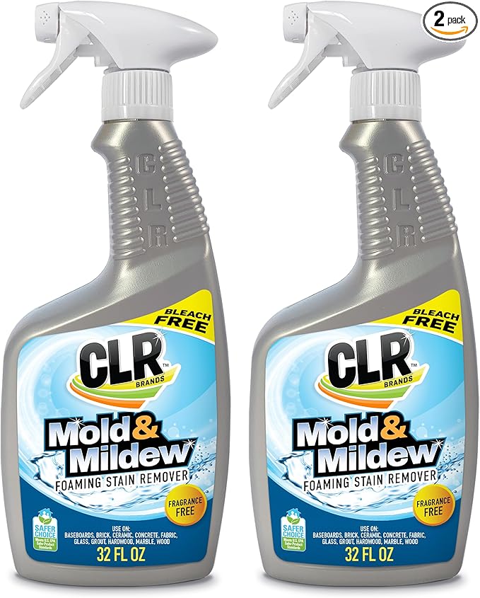 CLR Brands Mold and Mildew Stain Remover, 32 oz. Spray Bottle, Pack of 2, Multi-Surface Stain Remover, Works on Tile, Wood, Concrete, Glass, and More