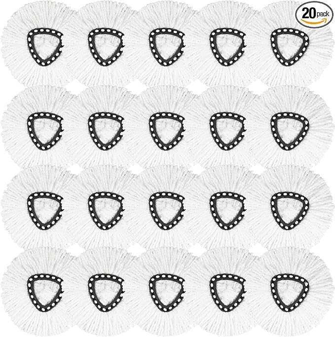 20 Pack Spin Mop Replacement Heads, 100% Microfiber Spin Mop Refill for Easy Wring Compatible with Triangle 360 Degree Spinning Mop Replace Head for Floor Cleaning