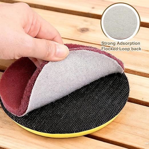 uxcell 8Pcs Scrubber Scouring Pad, 4 Inch 2000 Grits Drill Power Brush Hoop and Loop Scrub Pads Discs Polishing Pad for Household Furniture Automotive Cleaning, Orange