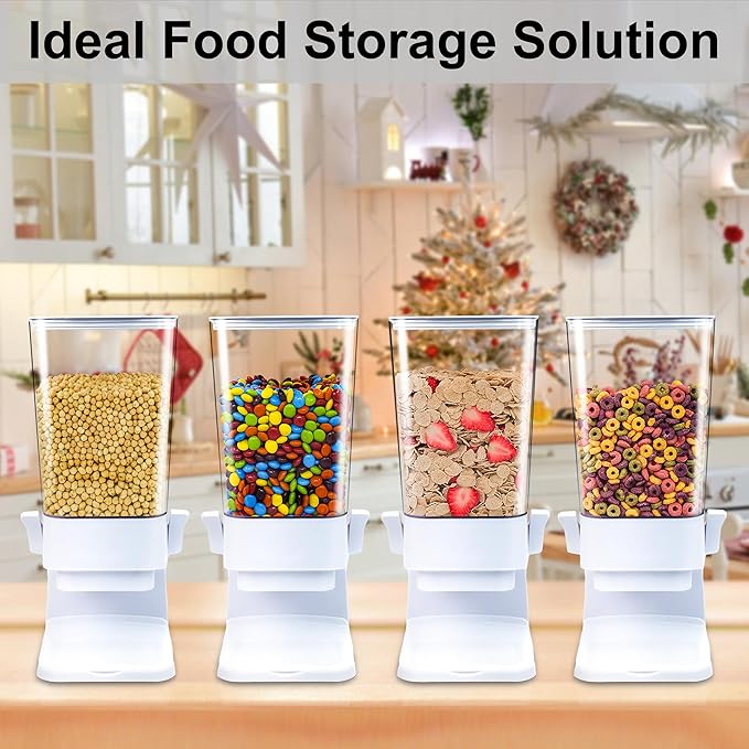 Cereal Dispenser Countertop 2Pc, Cereal Containers Storage, 5L Organization and Storage Containers for Kitchen, Dry Food Dispenser for Rice, Grains, Nuts, Snack,Oatmeal, Pet food, White