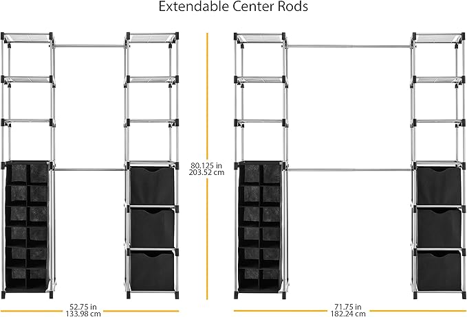 Whitmor Modern Industrial Freestanding Closet Organizer