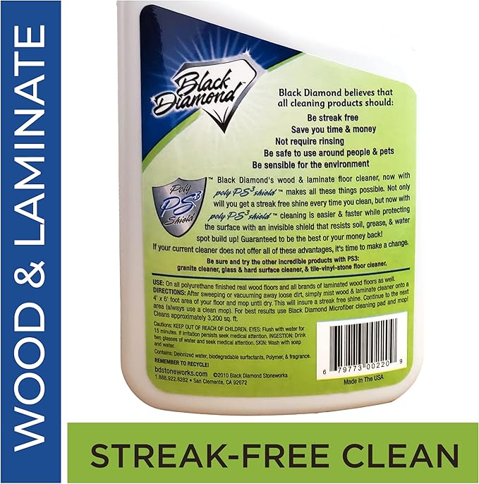 Black Diamond Stoneworks Wood, Laminate, Hardwood & Luxury Vinyl Floor Cleaner Spray – Multi-Purpose Mopping Solution for a Streak-Free Clean (32 Fl Oz)