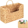Handwoven Water Hyacinth Wall Magazine Holder - Natural Hanging Organizer for Mail, Newspapers & Magazines, Books & Files - Decorative Boho Storage Basket for Entryway, Bathroom, Living Room, Office.