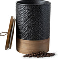 Miamolo Large Jar with Lid, Ceramic Coffee Container with Airtight Lids, Food Storage Containers, Kitchen Canisters for Countertop Coffee Bar Accessories Weeding Gift - Black & 64 fl.oz