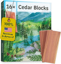 16 American Cedar Wood Blocks – Stop Clothes Damage - Wardrobe Freshener – Premium American Cedarwood Flowers for Fresh Scent in Drawers and Closets - Inovida