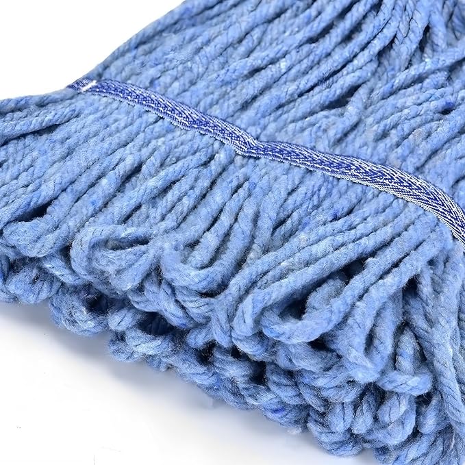 Matthew Cleaning Heavy Duty Mop Head Commercial Grade Replacement for General and Floor Cleaning, Wet Industrial Blue Cotton Looped End String Head Refills (Case of 24) Blue