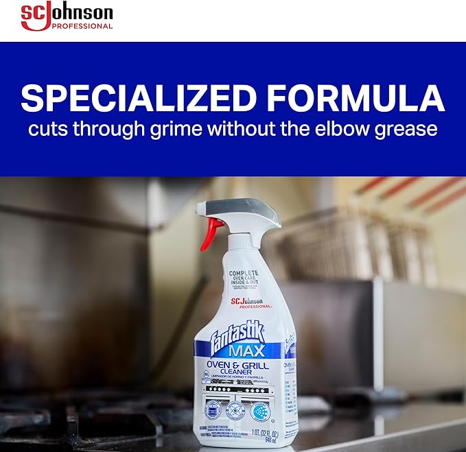 SC Johnson Professional Fantastik Max Oven & Grill Cleaner Spray, Cleans Inside and Out, 32 Fl Oz