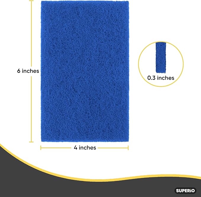 Scouring Pad Non-Scratching Scrubber Non-Scratch Cleaning Scrub Pads Heavy Duty Scouring Pad Reusable Kitchen Scrubbing Pad Pack of 12 Blue, by Superio