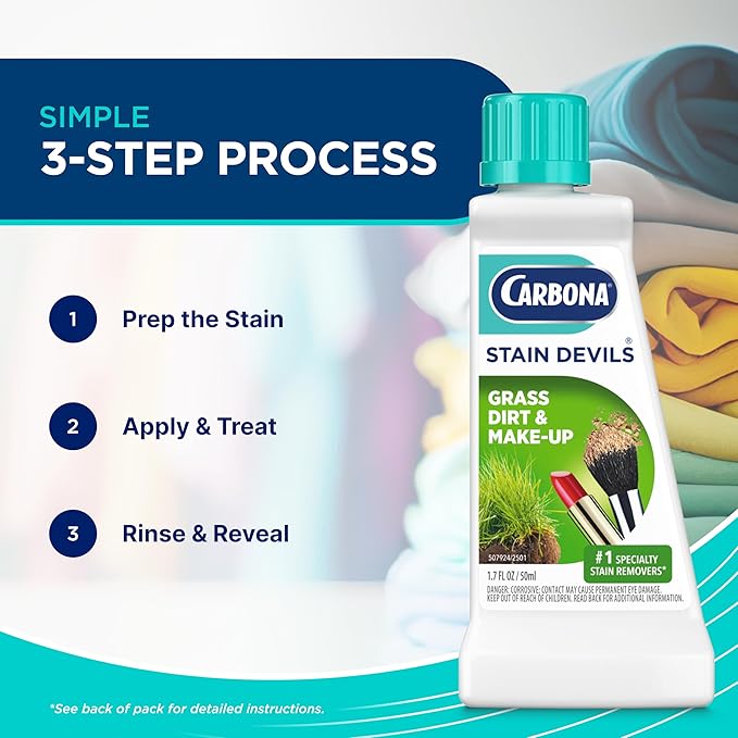 Carbona Stain Devils® #6 | Grass, Dirt & Make-Up | Professional Strength Laundry Stain Remover | Multi-Fabric Cleaner | Safe On Skin & Washable Fabrics | 1.7 Fl Oz, 1 Pack