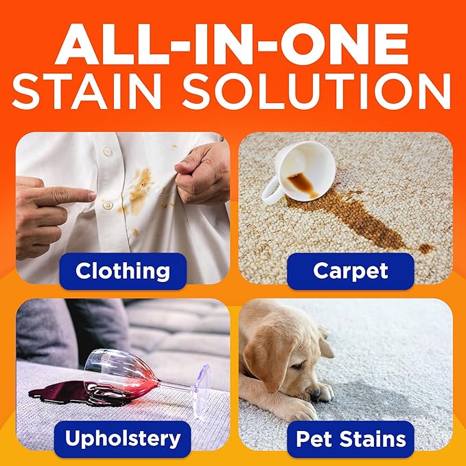 Tide Laundry Stain Remover Spray with Oxi, Stain Remover for Clothes, Carpet, Upholstery, Pet Bedding, & More, Stain Treater Spray for Tough Stains from Wine, Coffee, Grease, 21.5 Fl Oz (Pack of 2)