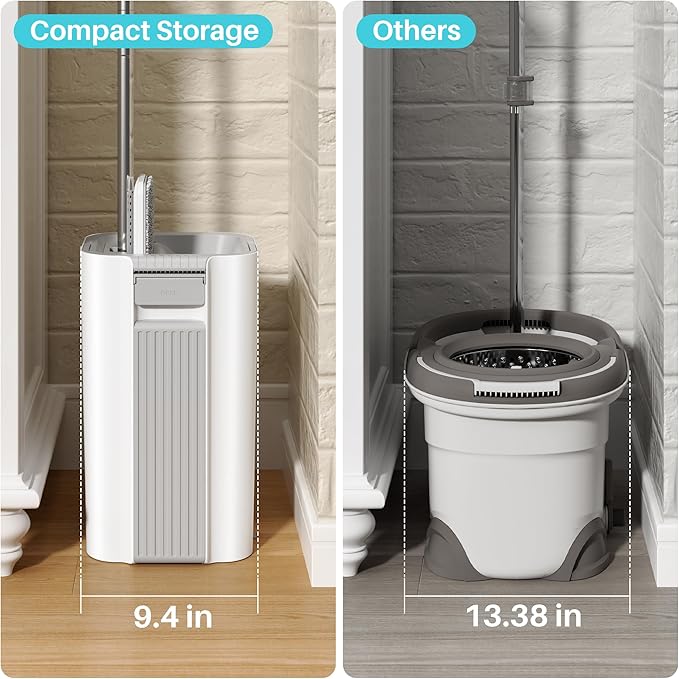 JOYMOOP 8L Large Capacity Flat Mop System with Extension Handle, Ideal for Floor, Window, and Wall Cleaning - Includes 5 Washable Microfiber Pads for Wet and Dry Use