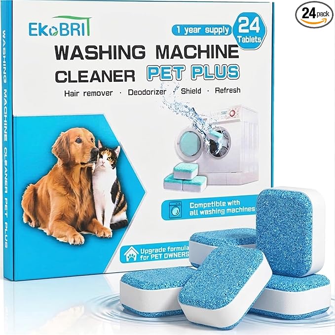 Washing Machine Cleaner Tablets 24 Pack – Deep Cleaning Washer Descaler for Front Load & Top Load Machines, Septic Safe Washing Machine Cleaning Tablets, 12 Month Supply