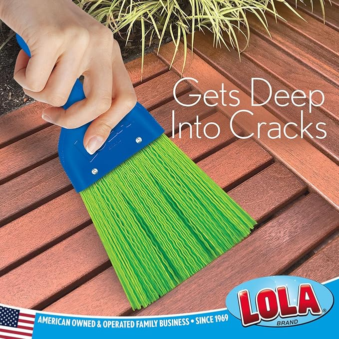 LOLA Whisk Broom, Hand Brush, 4 Pack Durable Bristles, Whisks Away Dirt & Debris, Compact, Hang Hole for Easy Storage, Indoor/Outdoor