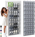 Unjumbly Over the Door Shoe Organizer with 40 Large Breathable Mesh Pockets, Space Saving Shoe Holder, Hanging Shoe Rack for Entryway Bedroom Closet Storage (Grey, 40 Pockets)