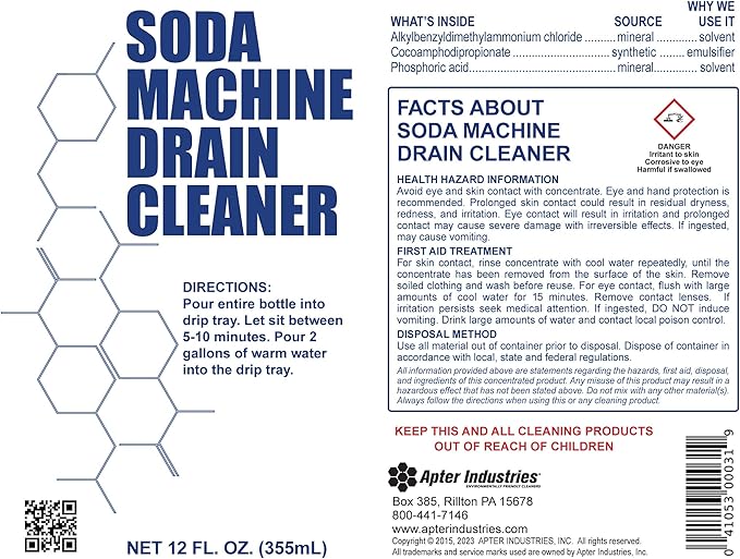 Soda Machine Drain Cleaner - Safe & Non-Corrosive Fountain Drink Machine Line Cleaner for Syrup & Sugar Buildup - Easy Monthly Treatment, No Scrubbing Needed (Pack of 6)