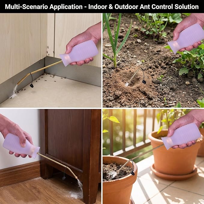 Diatomaceous Earth Duster, 230ml Large, Powder Duster Kit with Long Copper Tube & Folding Funnel, Indoor Outdoor Silicone Sprayer Heavy Duty Bulb Applicator for Home and Garden(White)
