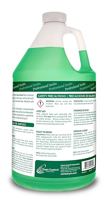OdoBan Professional Series Neutral pH No Rinse Floor Cleaner Concentrate, Made in the USA, 2 Gallons