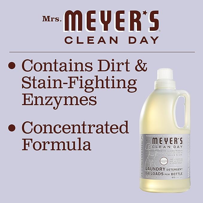 MRS. MEYER'S CLEAN DAY Liquid Laundry Detergent, Cruelty Free, Lavender Scent, 64 oz- Pack of 2