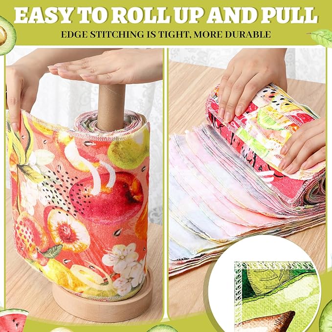 36 Pack Fruit Reusable Cleaning Cloths Washable Cotton Kitchen Towels for Home (Fresh Color)