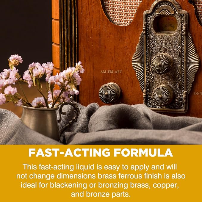 Brass Patina Solution - Copper Blackener, Metal Finish to Blacken, Copper, Bronze Parts - Black Patina for Brass - 1 Quart