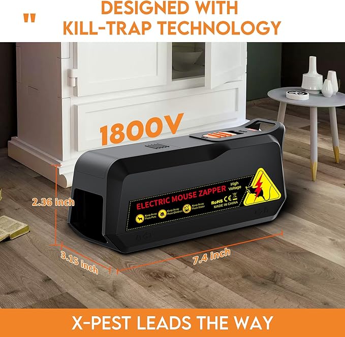 2 Pack of X-PEST Electronic Mouse Trap – Smaller Size Electric Mouse Trap Zapper for Indoor Use, Reusable Rodent Trap, No Touch No See, Effective Mice & Mouse Control
