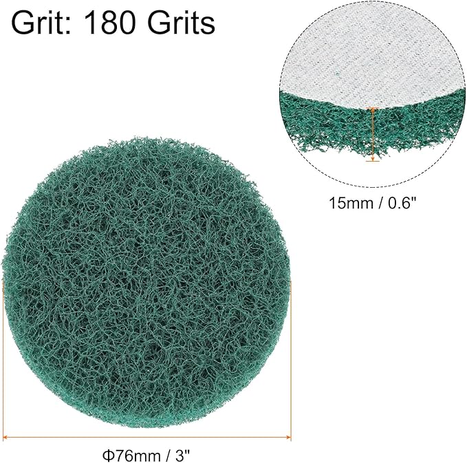 HARFINGTON 20pcs Scrubber Scouring Pads 180 Grits 3 Inch Drill Power Brush Hoop and Loop Surface Conditioning Disc Drill Scuffing Disc Scrub Pads for Home Kitchen Cleaning, Green