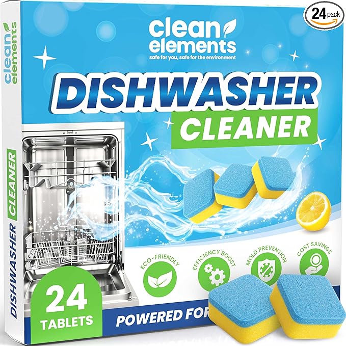 Dishwasher Cleaner Tablets & Deodorizer – 24 Pack (12 Month Supply) Deep Cleaning Descaler Pods, Removes Limescale, Hard Water, Calcium, Grease & Odor, Septic Safe Heavy Duty for Dish Washer