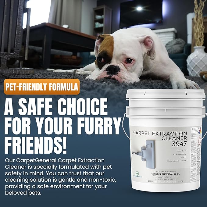 Carpet Extraction Cleaner - Water-Based Professional Deep Clean Carpet Cleaner Solution for Machine - Heavy Duty Stain Remover, Pet-Friendly, Ideal for Residential & Commercial Use