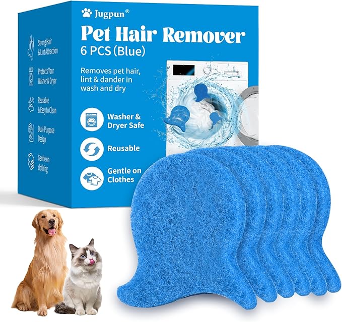 6 PCS Pet Hair Remover for Laundry – Effectively Removes Fur, Lint & Dander – Reusable, Eco-Friendly Laundry Pet Hair Catcher – Gentle on Clothes, Protects Machine, Easy to Use & Clean (Blue)