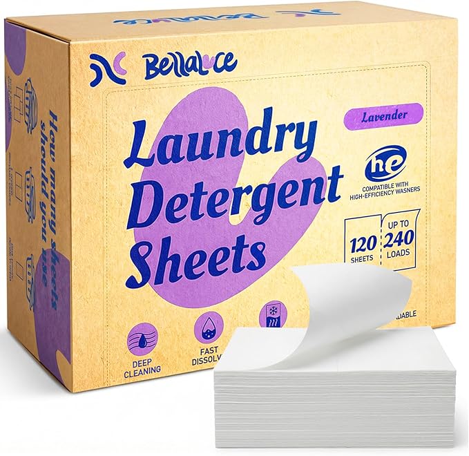 Laundry Detergent Sheets - 240 Loads Girls Lavender Laundry Sheets for Dorm,College,Home, Hotel,Apartment,Camping,Cruise,Road Trip,Beach Vacation,Backpack,Small Space, Family School Travel Essentials