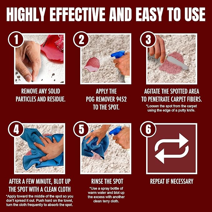 POG Remover 9452 - Carpet Stain Remover and Degreaser - Use For Heavy-Duty Spot Cleaning - Professional Grade Cleaner - 5 Gallon Pail