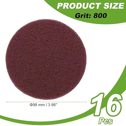 Power Scrub Pads, Scrubbing Pads 800 Grits Scouring Discs - Fitting for (Home Kitchen Cleaning - Drill Attachment - Scrubber Replacement) 16 Pcs & 4 Inch & Dark Red