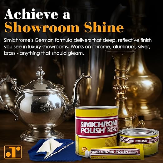 Rosenthal Collection – Simichrome Metal Polish Cream for Chrome, Aluminum, Brass & Jewelry – Restores Shine in Seconds – 1000g Tin with Polishing Cloth