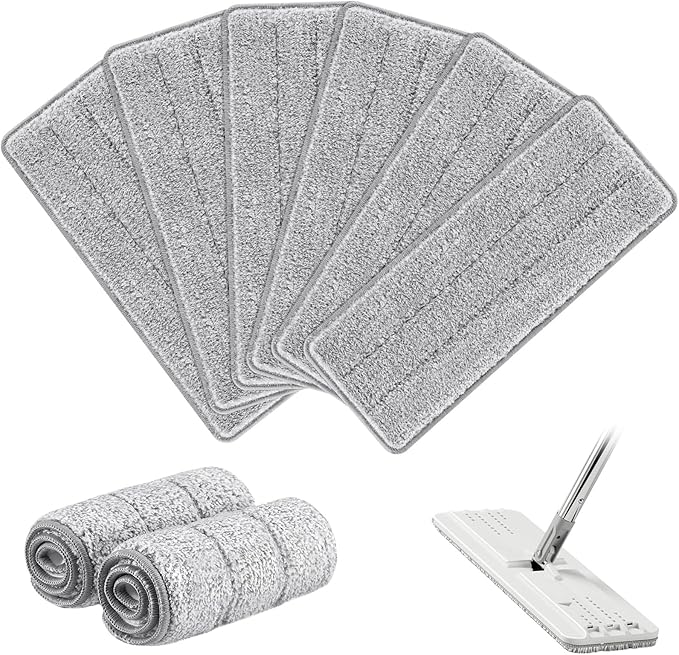 Flat Mop Head Replacement Pads Compatible with Joy-MOOP Mop and Bucket Set, Reusable Washable Squeeze Microfiber Mop Refills for Oshang Bosheng Mop - 13" X 4.9", Grey Only